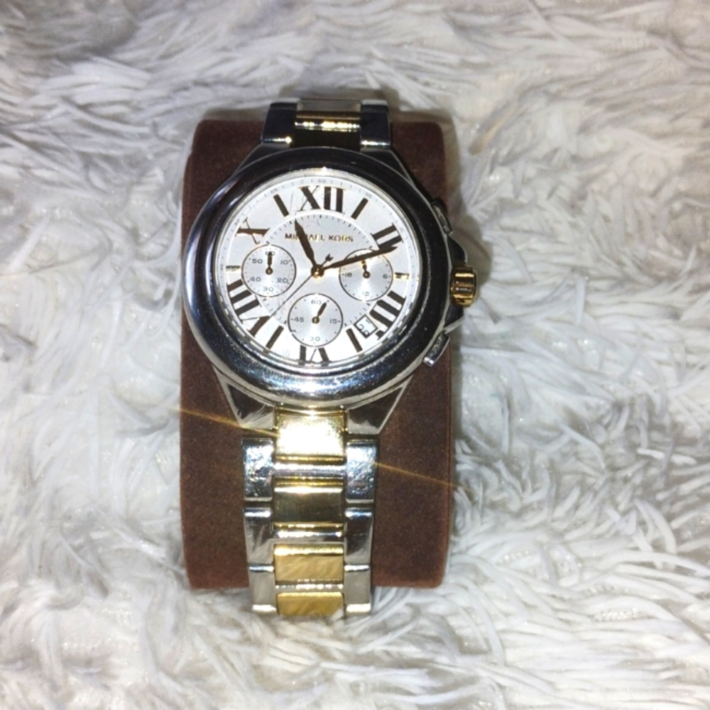 Micheal Kors Large Face Silver and Gold Watch